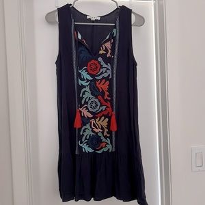 Navy embroidered dress